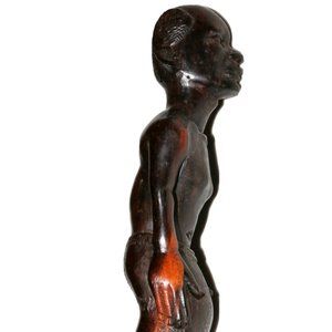 Vintage hand-carved wooden African art Tanzania male figure ~7.5" tall